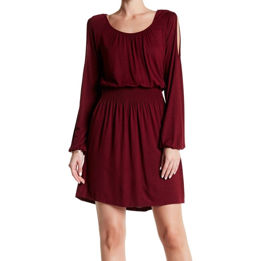 Bobeau Cold Shoulder Long Sleeve Dress